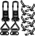 10Pack Black Toggle Latch Clamp, Heavy Duty Latch-Style Toggle Clamp, Adjustable Pull Action Latch with Catch Plate, 360lbs Capacity Metal Quick Release Draw Latch for Jig Smoker Door Tool Boxes Trunk