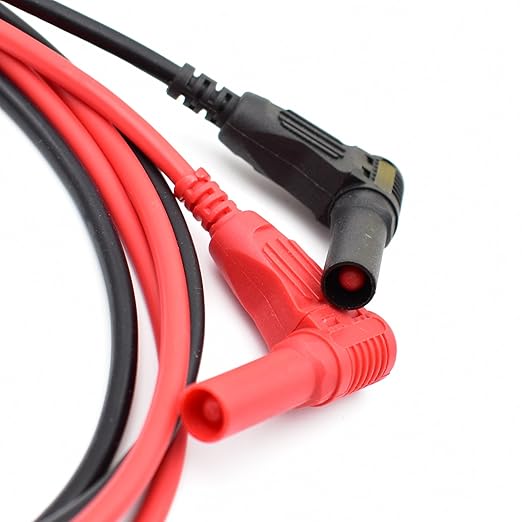 2Pcs Multimeter Test Lead Male to Male Extension Right Angle to Straight 4mm Banana Plug Connectors Meter Leads Heavy Duty Silicone Jumper Wires 14 AWG 3 Feet