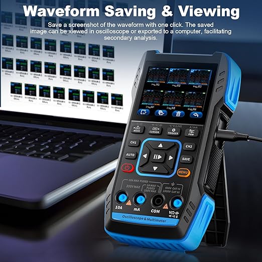 BTMETER 3-in-1 Handheld Oscilloscope Multimeter & DDS Generator, 2 Channel, 10MHz Bandwidth, 50MSa/s, 10000 Counts Digital Oscillograph for Testing Voltage Current Capacitors Resistors Diodes