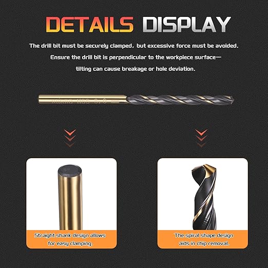 Drill Bit, 3mm Cutting Diameter, 4341 HSS Gold and Black 118° Cutting Angle Number Jobber Bits - (Applications: for Drilling Soft Metal Plastic Wood), 10-Pieces