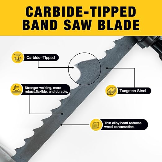 Dark Stone DS23432 Carbide-Tipped Band Saw Blade 111 Inch x 5/8 Inch, 2 TPI for Tough resaw