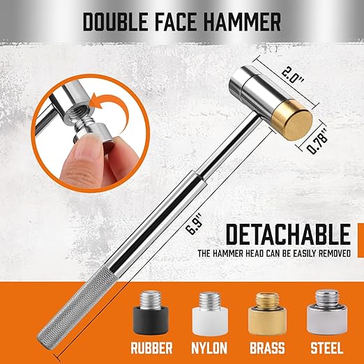 HORUSDY 22-Piece Durable Punch and Hammer Set, Steel Roll Pin Punch Set, Punch Tool Kit with Replaceable Face Hammer for Maintenance, with Organizer Storage Box