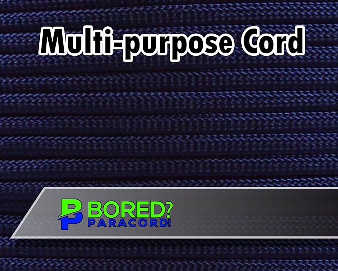 BORED? PARACORD! 550 lb Paracord - Ideal for Crafting, Camping, DIY Projects, Active & Military Outdoors - Strong Survival Rope - Tactical Parachute Cord Type III - Acid Midnight Blue 100 Feet