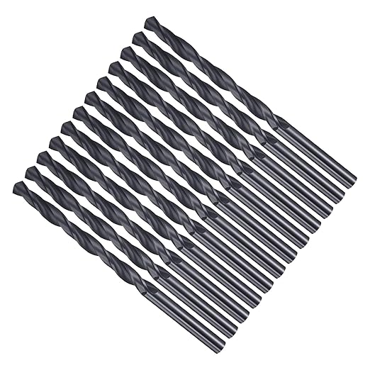 Drill Bit, 5mm Cutting Diameter, 4241 HSS Nitriding Black 118° Cutting Angle Versatile Jobber Bits - (Applications: for Drilling Plastic Wood Soft Metal), 12-Pieces