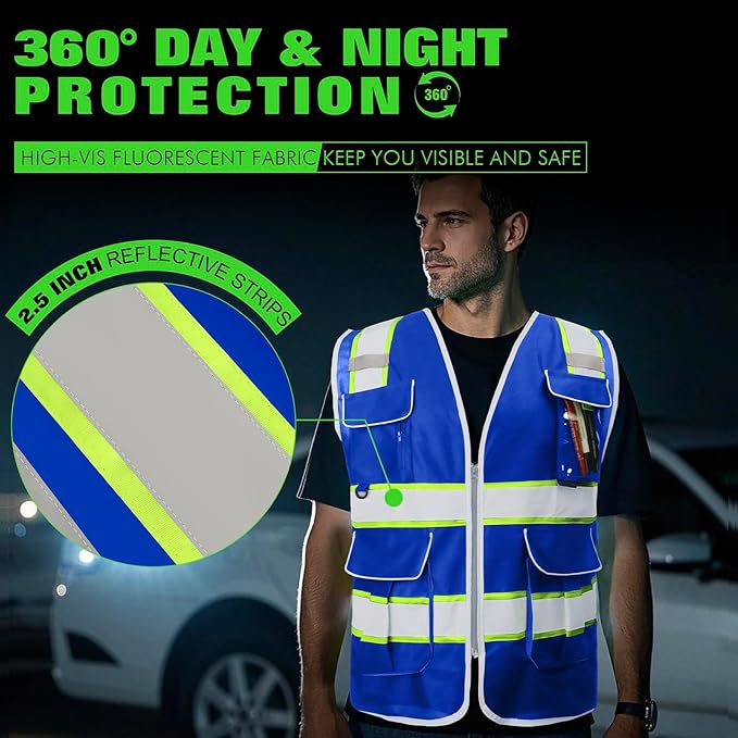 BeautyWill Custom Logo 10/20 Pack Safety Vest Class2 High Visibility Vest with Pockets Breathable Construction Vest Bulk
