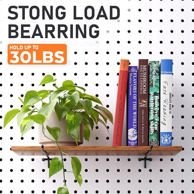 INCLY 60 Pack 4/6/8 Inch Black Pegboard Hooks, 1/4" Heavy Duty Peg Board Shelving Hooks Accessories, Peg Board Tool Hangers Fit 1/4" Pegboard for Organizing Garage, Craft Room, Kitchen, Store