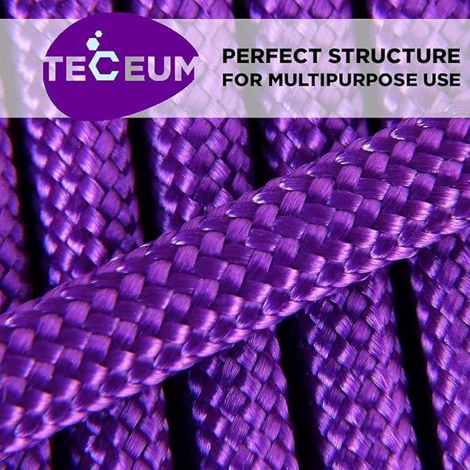 TECEUM 5/32" Paracord Rope 1000 – 1000ft / 200ft / 100ft / 50ft – Tactical Parachute Cord 4mm – 45+ Colors – Nylon String for Survival & Camping Gear – Stripe Cord for Survival – Utility Rope