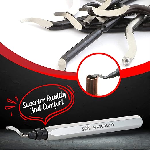AFA Tooling - Deburring Tool with 11 High Speed Steel Swivel Blades - Works on Metal, Stainless Steel, Resin, PVC Pipes, Copper, Plastic and 3D Printed Edges - 3D Printing Burr Removal Reamer Tool