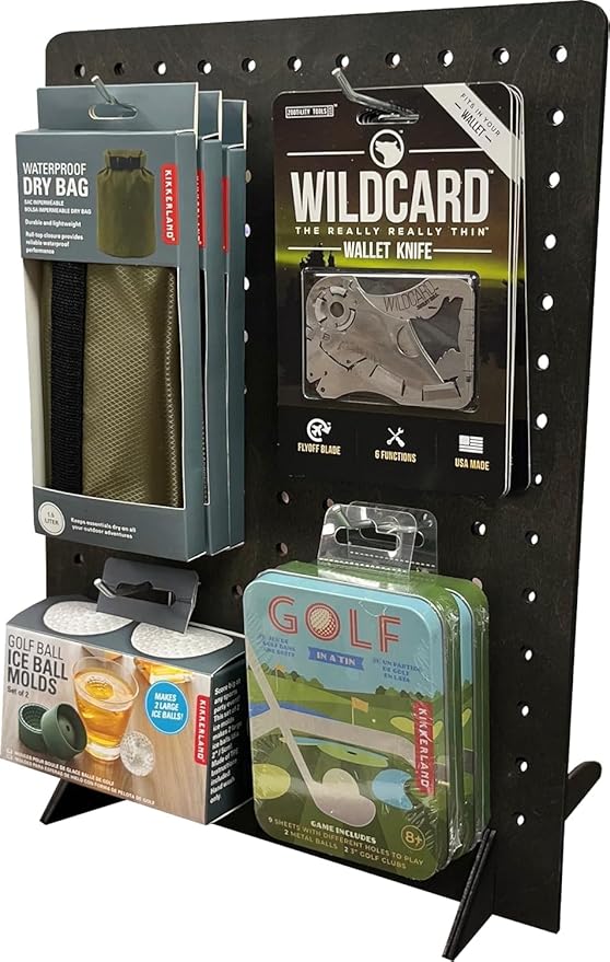 Torched Pegboard Display Stand for Jewelry, Craft Shows, Selling, Vendor Events, Tools, Peg Board Accessories Rack Organizer, XL 11.75" L x 4.3" W x 15.75" H, Ebony