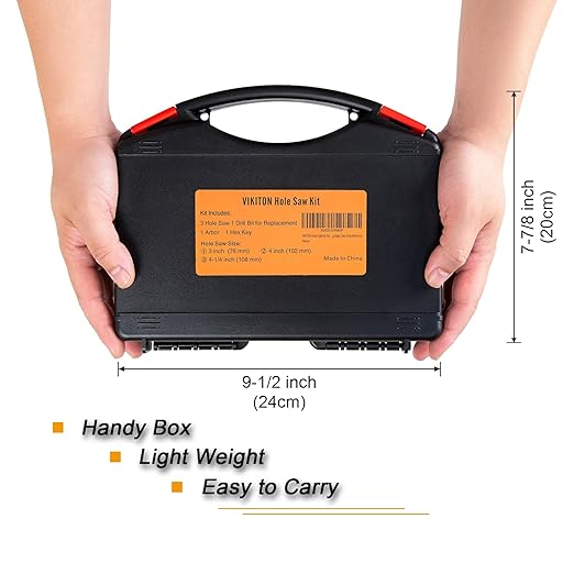 Hole Saw Kit for Metal and Wood Plastic Project, Bi-Metal Hole Saw Set with Case and Arbor, 3", 4" and 4-1/4", Hole Cutter with Flat and Smooth Cutting Drilling Edge, Fast Chip Removal