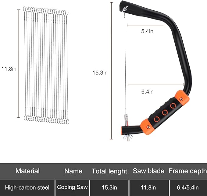 Coping Saw for Woodworking - with 20Pcs 360° Spiral Blades for Wood, Plastic, Rubber,Soft Metal | Essential Hand Saw for DIY Enthusiasts & Outdoor Use