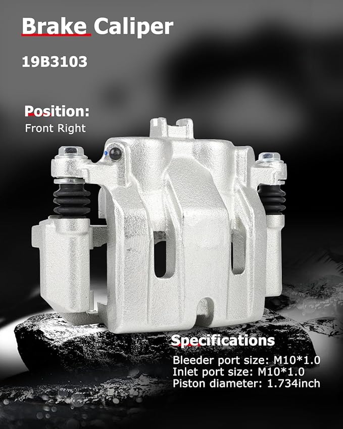 cciyu Front Right Brake Caliper Assembly w/Bracket 19B3103 2009-2014 For Acura For TL,2015-2020 For Acura For TLX,2006-2014 For Honda For Ridgeline