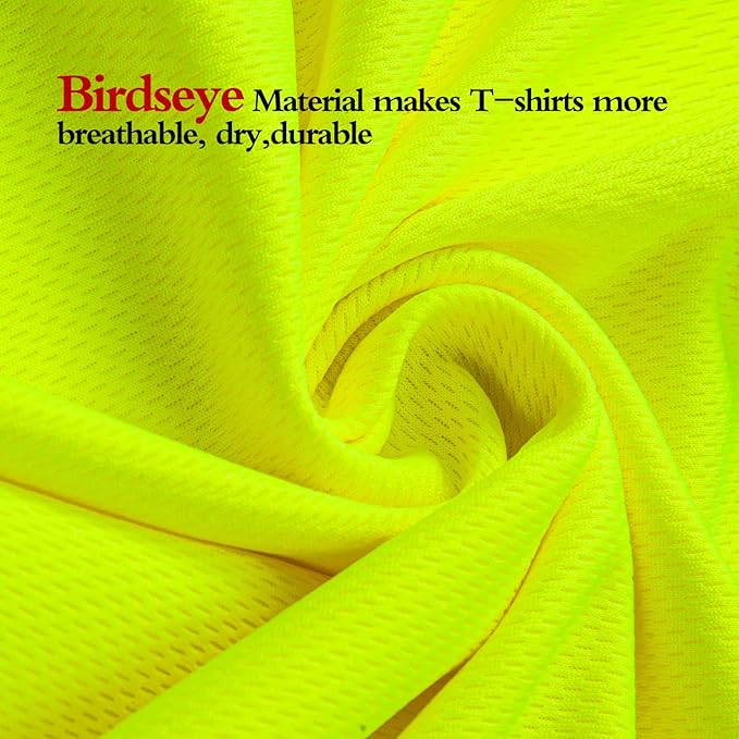 High Visibility Shirts Quick Dry Safety T Shirts with Reflective Strips and Pocket Short Sleeve Mesh Hi Vis Construction Work Class 2 Shirt for Men/Women Lime,6XL