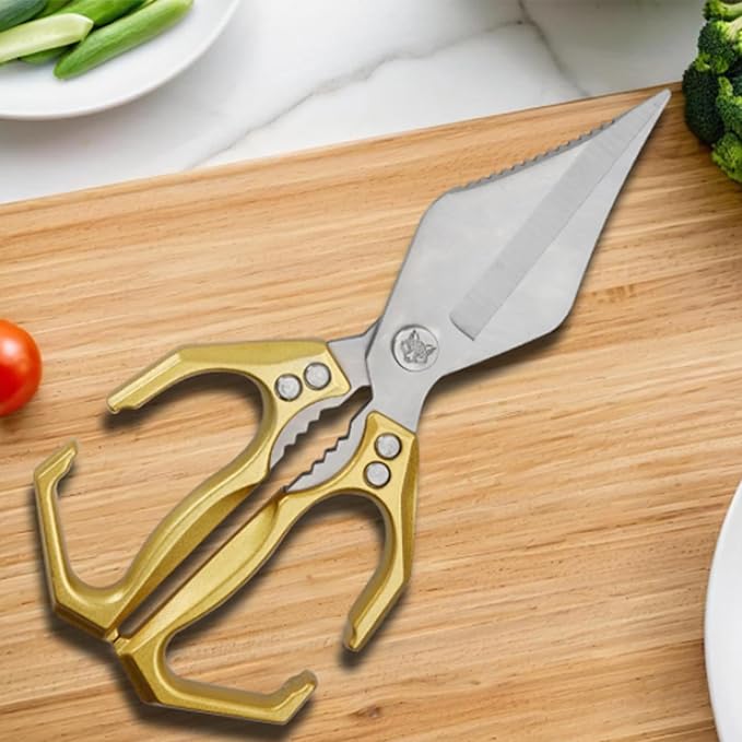 Multi-Purpose Kitchen Scissors,stainless steel scissors,Poultry Shears,Sharpeners Bottle Openers Zester and More Stainless Steel,for opening cans and heavy duty poultry cutting (Red)