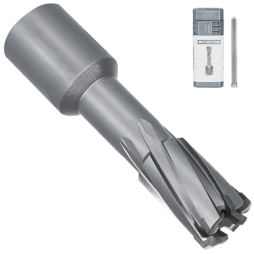 KEENTECH Carbide-Tipped Annular Cutter, 5/8" Diameter x 1-3/8" Depth, 3/4" Weldon Shank (2 Flat), High Speed Cutting TCT Mag Drill Bit with Pilot Pin for Harder Material, Stainless Steel, Cast Iron