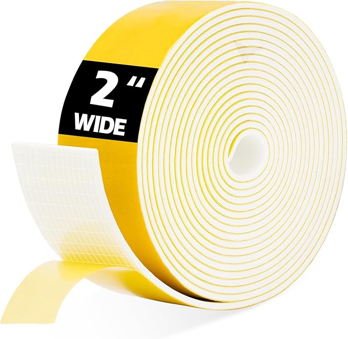 Pipe Insulation Tape, Pipe Wrap Insulation Foam Tape Self Adhesive, Outdoor Water Pipe Insulation Roll for HVAC, AC Line Insulation, 2 inch x 16.5 FT Heat Tape for Water Pipe, White