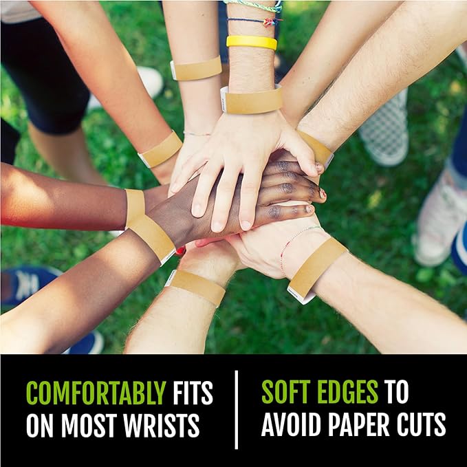 1,000 WristCo Tyvek Metallic Gold Wristbands for Events – Tamper-Proof Design Prevents Reuse – Premium-Grade Bracelets for Hospital & Medical ID, Party, Concert Entry, VIP Identification
