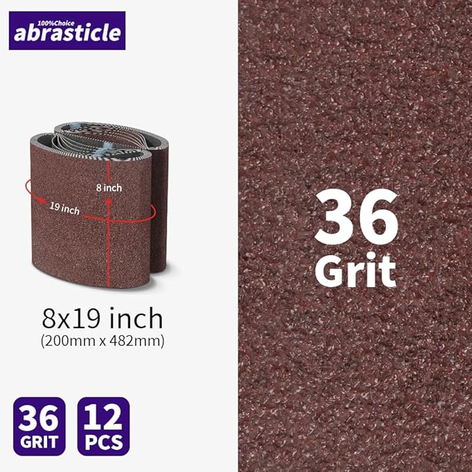 12 Packs 8 x 19 inch 36 Grit Cloth Floor Sanding Belts Ideal for Sanding Commercial and Residential Flooring
