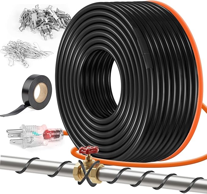 5W/FT 120V Pipe Heat Tape 200FT (3FT-200FT) - Freeze Protection Heating Cable for Metal/Plastic Water Pipes, Maintains Flow at -40°F