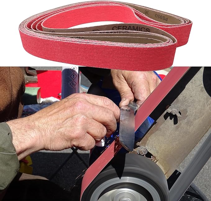 5 Pack 2x72 Inch Ceramic Sanding Belts 36 Grit, 2 x 72 Metal Grinding Sanding Belt, Sander Belts for Metal Knife Sharpening, 5 Pack(2x72in)