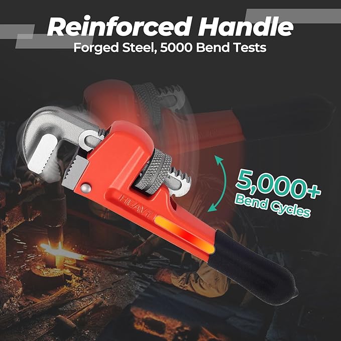 Heavy Duty 6 Inch and 8 Inch Adjustable Pipe Wrench - Mini Straight Plumbing Tool for Tight Spaces & DIY Repairs