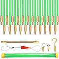 33 Ft Fiberglass Cable Wire Running Pull Push Kit Coaxial Electrical Connectable Fish Tape with Hook and Hole Kit in Transparent Tube Green