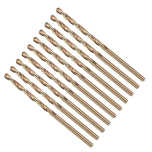 Drill Bit, #41 Cutting Diameter, 4341 HSS Gold Finish 118° Cutting Angle Number Jobber Bits - (Applications: for Drilling Soft Metal Plastic Wood), 10-Pieces