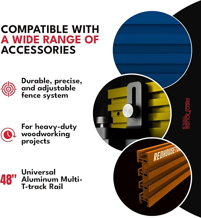 Multi T-Track - 3" Universal T-Track for Woodworking | Anodized Aluminum T Track Fence System | Woodworking Accessories | 48" Fence System (Set of 2) | Orange