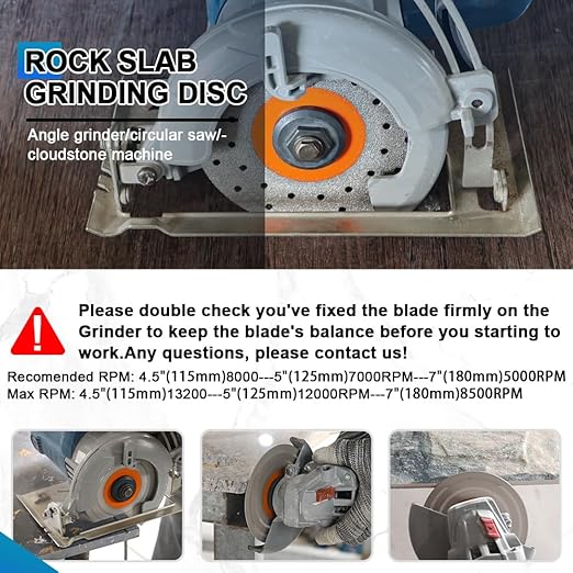 Rock Slab Grinding Disc - 4.5 inch Glass Cutter Disc (5pcs), Granite Cutting Disc, Diamond Grinder Wheel for Rock Slab, Stone, Tile, Marble, Granite, Glass Diamond Cutting Discs