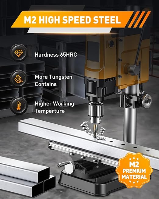 COMOWARE 9/16" Reduced Shank Drill Bit, HSS M2, Black & Gold Drill Bit with 3-Flat 1/2" Shank, 135° Split Point, Metal Drills Bits for Steel/Aluminum/Iron/Plastic/Wood, for Electricians & DIY