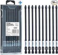 toolant 6 Inch Long Phillips Bit#2 Magnetic Anti Slip Impact Screwdriver Bits Set,10pcs Insert S2 Steel PH2 Driver Dit Set with CNC Machined Tips for Power Drill