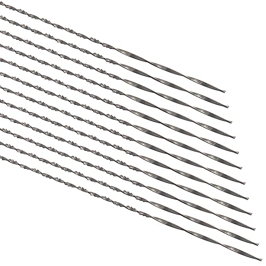 Murtenze 12PCS Spiral Scroll Saw Blades, Plain End Saw Blades Assortment for Wood Metal Cutting Sawing Carve (#4 Wood Cutting)