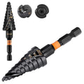 KSEIBI 9 Steps 3/16-3/4 inch SAE Standard Industrial Grade Step Drill Bit Ready Impact 1/4 inch Shank, 575077 High-Speed Steel Metal Drill Bits Black Oxide M2 Material