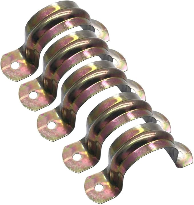 30 Pcs 1.2inch Rigid Pipe Strap,Two Hole Strap U Bracket Iron, Widened Tube Strap Tension Clip Assortment Kit Heavy Duty Pipe Clamp（40mm）