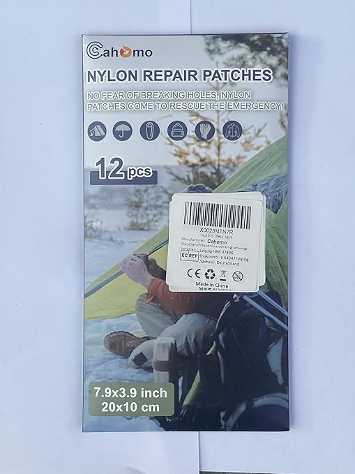 7.9x3.9 inch 12 PCS Nylon Repair Patch Nylon Repair Tape Self Adhesive Fabric Tapes Outdoor Camping Gear Fabric kit for Tent, Umbrella, Down Jackets, Sleeping Bag, Knapsack（Navy Blue）