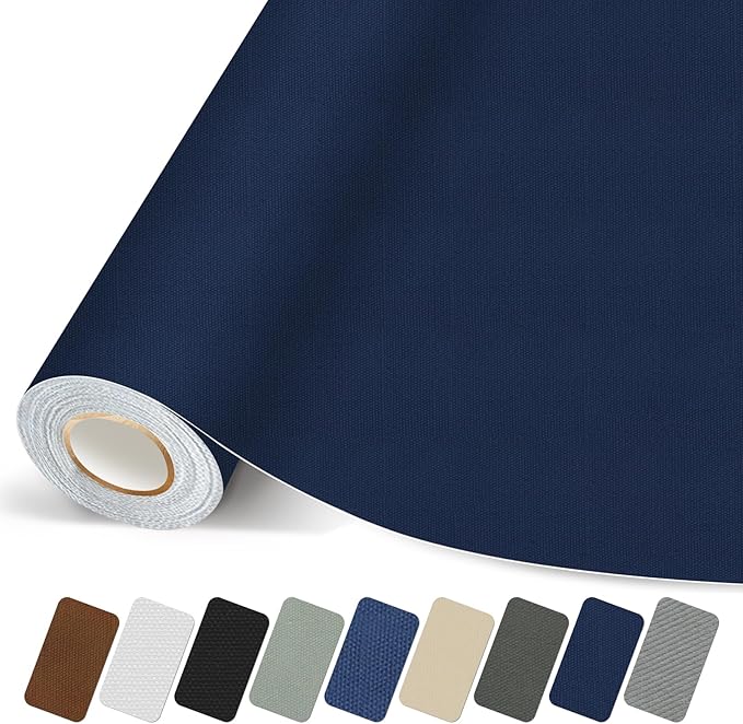 Canvas Repair Patch, 17X79 Inch Strong Sticky Fabric Repair Tape, Self-Adhesive Fabric Patch for Sofas, Tote Bags, Clothing, Car Seats, Furniture (Dark Blue, 17X79 Inch)