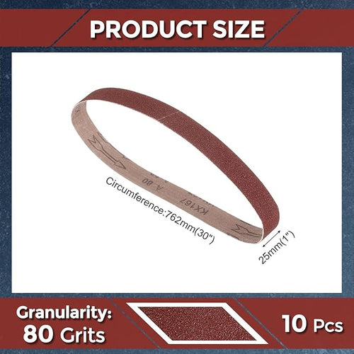 20 Pcs Sanding Belts 1 x 30 Inch 80 Grit Aluminum Oxide Abrasive Sandpaper for Belt Sander Metal Grinding Wood Working Weld Rust Removal