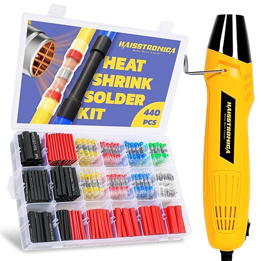 haisstronica 560 PCS All in One Set with Solder Seal Wire Connectors,3:1 Heat Shrink Tubing and Heat Gun,Solder Sticks Wire Terminals Electrical Connectors for Automotive, Marine, Trailer Wiring