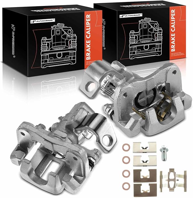 A-Premium Disc Brake Caliper Assembly with Bracket Compatible with Select Honda and Acura Models - Civic 2006-2015, CSX 2006-2011, ILX 2013-2018 - Rear Driver and Passenger Side, 2-PC