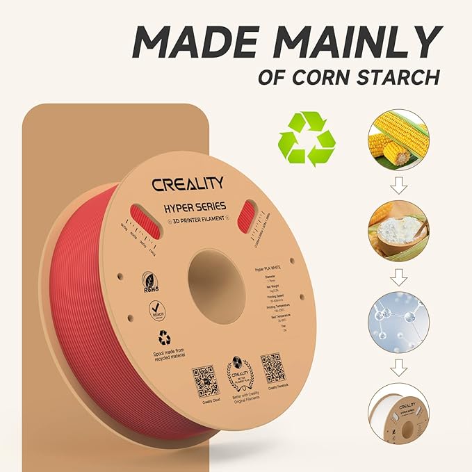 Official Creality Hyper PLA Filament 1.75mm, High Speed PLA 30-600mm/s 3D Printer Filament, Dimensional Accuracy +/-0.02mm, Fit Most FDM 3D Printers，1KG(2.2lbs) Spool Red