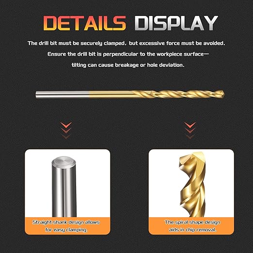 Drill Bit, 1/16" Cutting Diameter (1.588mm), 4241 HSS TiN Coated 118° Cutting Angle Versatile Jobber Bits - (Applications: for Drilling Plastic Wood Soft Thin Metal), 20-Pieces