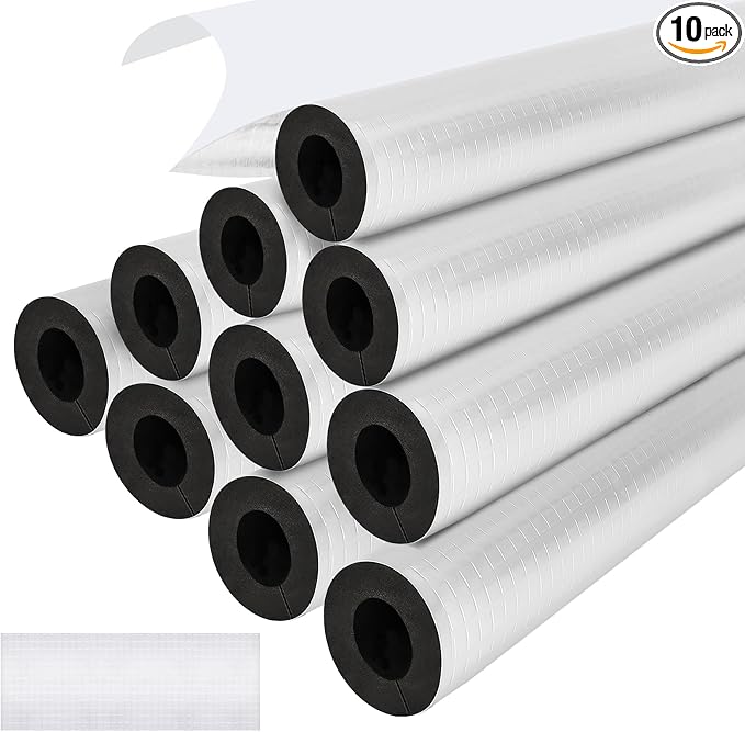 10 Pack Self-Adhesive Pipe Insulation Sleeve, Pre-Slit Foam Tube with Aluminum Foil Cover for Winter, Spigot, Sprinkler, Water Heater Pipes, Scratch-Proof and Non-Corrosive (Silver, 1.3 Ft x3/4 Inch)