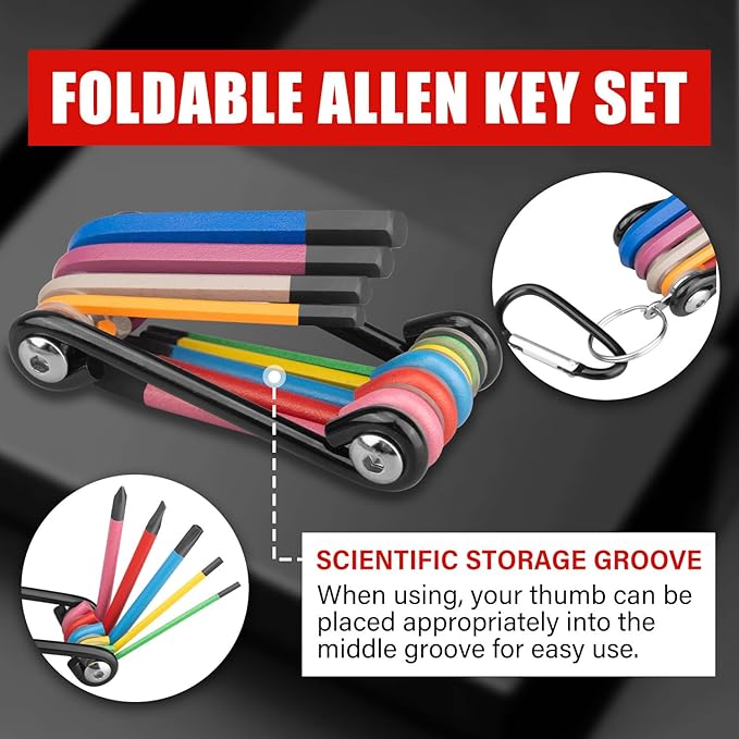 38Pcs Allen Key Set Multicolor Hex Key Allen Wrench Ball End Folding Hex Key Ball End Torx & Metric & Imperial Size for DIY Automotive Mechanic Home Use