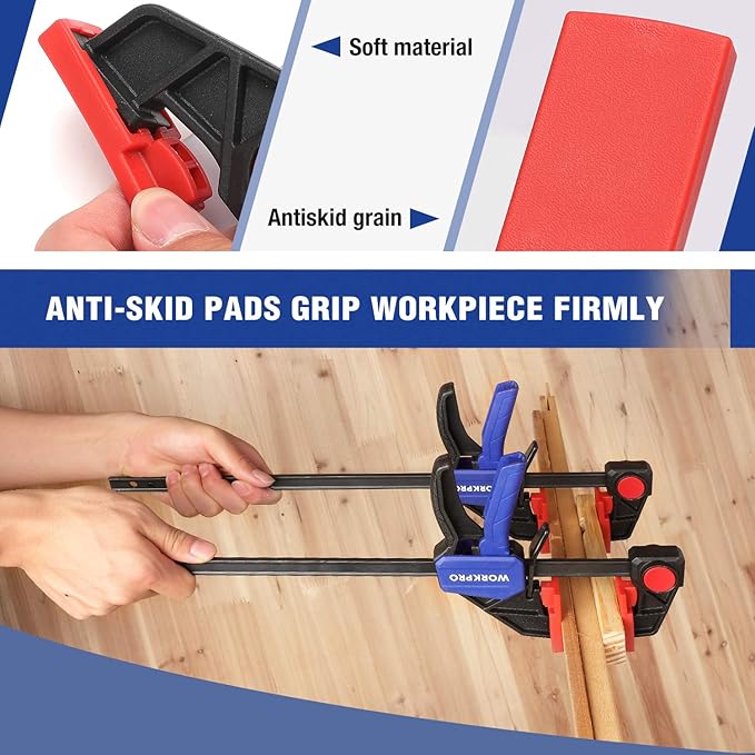WORKPRO 12" Clamps for Woodworking 2-Pack, Quick-Release Wood Clamps/Spreader Light Duty, One Hand F Clmaps 150 LBS Load Limit, Ideal for Woodworking and DIY Projects