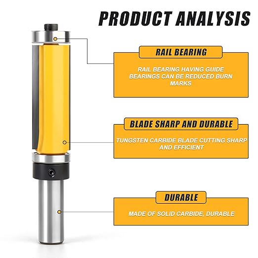 2-Inch Flush Trim Top and Bottom Bearing Router Bit 1/2-Inch Shank