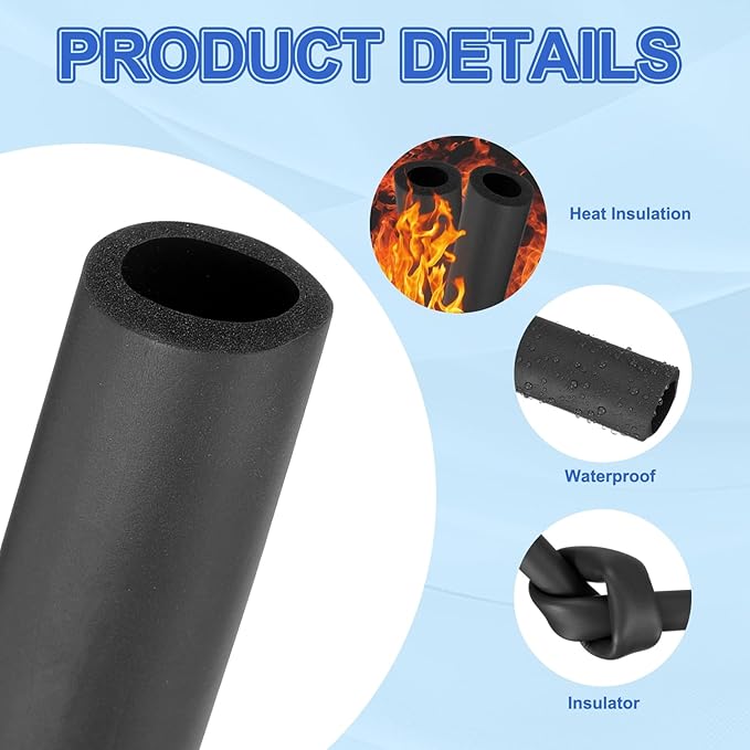 uxcell Pipe Insulation Tube Foam, 15/16" ID x 3/16" Thick x 1.64ft Foam Pipe Cover Non-Slip Hollow Tubing Guitar Air Conditioner Stand Fitness Equipment Handles, Black