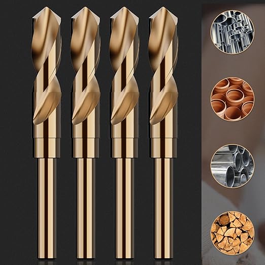 11/16" (4pcs) Cobalt Drill Bit Set - 6Inch Length, M35 High Speed Steel Jobber Length Drill Bit Kit for Hardened Metal, Stainless Steel, Cast Iron, Wood and Plastic, with Index Storage Case
