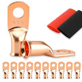 10PCS Battery Cable Ends, 2 Gauge Wire Connectors 5/16 Copper Wire Lugs, Bare Copper Eyelets with Heat Shrink Tubing by HOUSUN