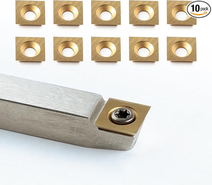 TASP Titanium Coated Carbide Cutter Inserts for Wood Turning Tools,11x11mm,Pack of 10,Square