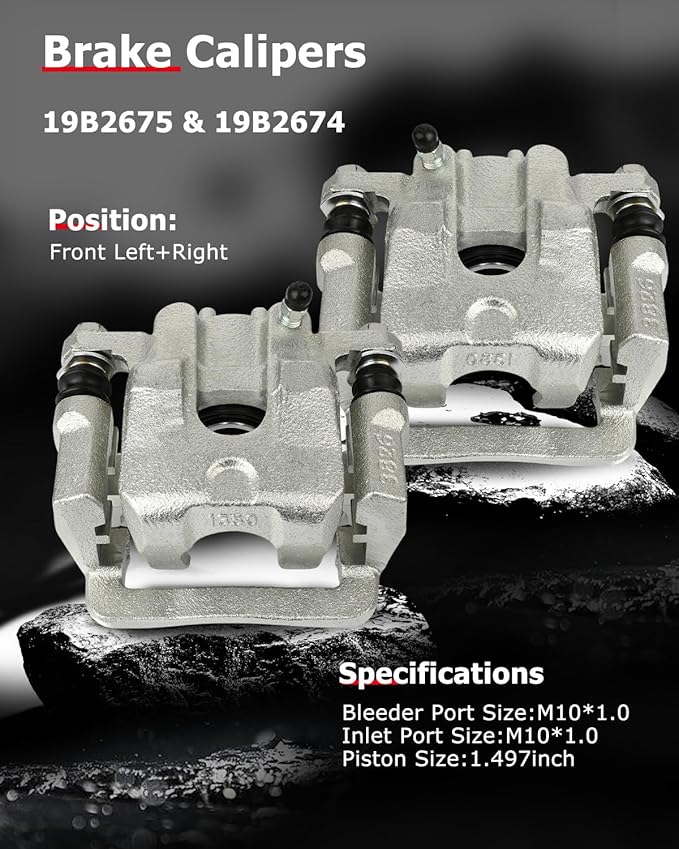 cciyu 19B2675 19B2674 Rear Left & Right Brake Calipers Assembly w/Bracket 2001 2002 2003 2004 2005 2006 For Acura For MDX,2003 2004 2005 2006 2007 2008 For Honda For Pilot